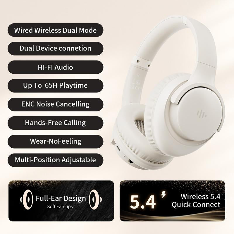 【NO Anc】Electronic Wireless Bluetooth Headphones Over-Ear, Deep Bass Hi-Fi Stereo, 65H Playtime, Foldable Lightweight Headset with Mic for Ios/Android/Pc Headset Earbud Headphonesbluetooth Black #Tiktokshopblackfriday Audio Wirelessheadphone