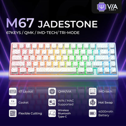 XVX M67 Jadestone Keyboard with Imd-Tech Keycaps, QMK/VIA Gasket, RGB Hot Swappable, Bluetooth