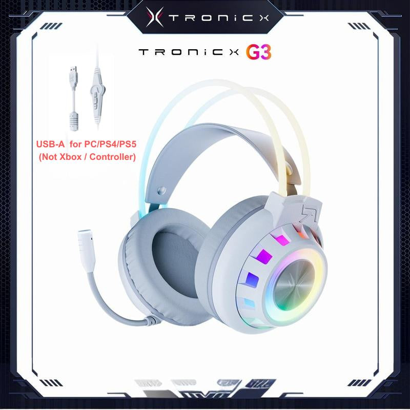 TAGRY TRONICX Upgraded G3 Wired PC Gaming Headset with 50Mm Driver, ENC Microphone, USB-A Headset with 7.1 Surround Sound, Control Box for PC/PS5 Console/Switch Dock Mode (Not Compatible with Xbox)