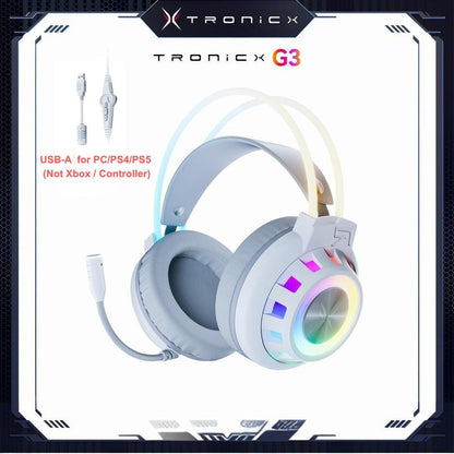 TAGRY TRONICX Upgraded G3 Wired PC Gaming Headset with 50Mm Driver, ENC Microphone, USB-A Headset with 7.1 Surround Sound, Control Box for PC/PS5 Console/Switch Dock Mode (Not Compatible with Xbox)