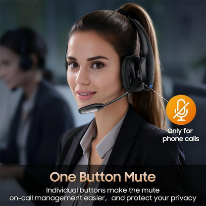 Bytewaveshop Trucker Bluetooth Headset, Wireless with Mic,Bluetooth Headset with Dual Noise Cancelling Microphone & Mute Button, 55Hrs Working Time PC Headset for Cell Phones, Computer, Truck Driver Audio Headphone#Tiktokshopblackfriday