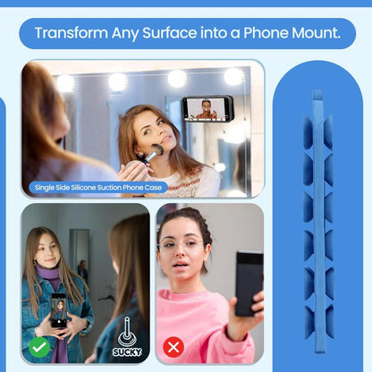 2 Pack Silicone Suction Phone Case Mount, Non Slip Sticky Phone Grip for Cellphone, Silicon Adhesive Suction Cup Phone Mount, Strong Grip Holder for Selfies & Videos