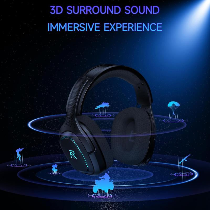 2.4Ghz Wireless Gaming Headset for PS5, PC, Nintendo Switch, Earbuds, 2025 New Year Gifts, Fortnite, Headphones, Captain 700, RGB, Lightweight, Bluetooth 5.2, Mic Noise Canceling Springtok