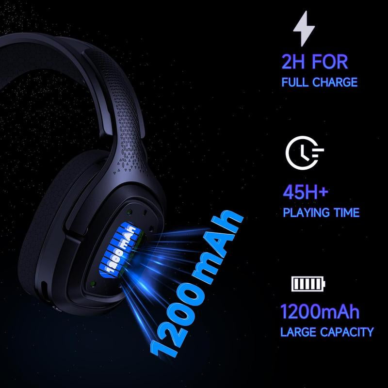 2.4Ghz Wireless Gaming Headset for PS5, PC, Nintendo Switch, Earbuds, 2025 New Year Gifts, Fortnite, Headphones, Captain 700, RGB, Lightweight, Bluetooth 5.2, Mic Noise Canceling Springtok