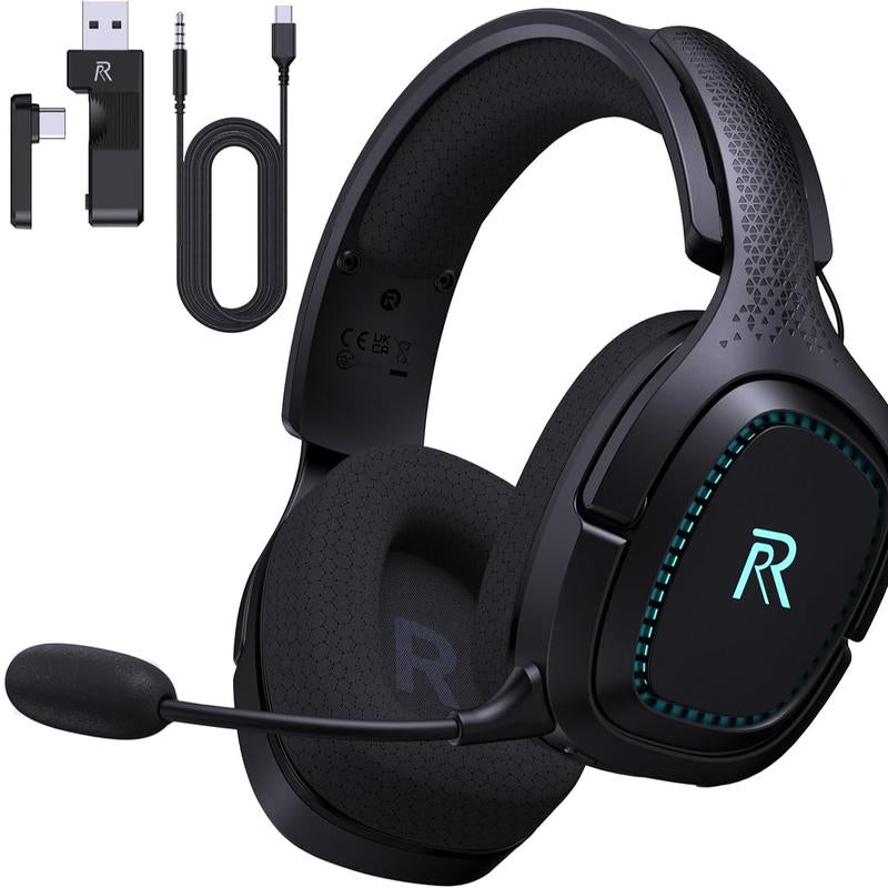 2.4Ghz Wireless Gaming Headset for PS5, PC, Nintendo Switch, Earbuds, 2025 New Year Gifts, Fortnite, Headphones, Captain 700, RGB, Lightweight, Bluetooth 5.2, Mic Noise Canceling Springtok