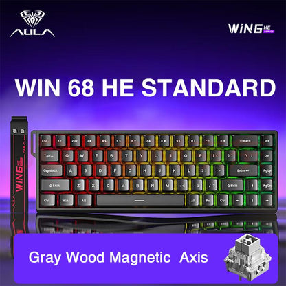 [New]Aula WIN68/WIN60 HE Magnetic Keyboard with Adjustable Actuation, Hall Effect Keyboard with 0.3Ms Latency, 65% Wired Compact Keyboard, 8000 Hz Polling Rate, Hot-Swap College School Supplies Tiktokshopbacktoschool Gaming Accessories Fallfreshness