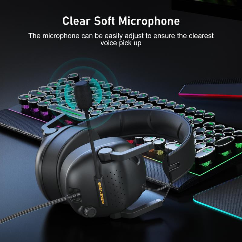 SENZER SG500 Wired Pro Gaming Headset - Wired Gaming Headsets - PC Headsets - Folding Headset for PC, PS4, PS5, Xbox One and Switch Audio Earphones Headphones Electronic Earbud