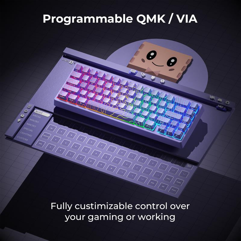 XVX M67 Jadestone Keyboard with Imd-Tech Keycaps, QMK/VIA Gasket, RGB Hot Swappable, Bluetooth