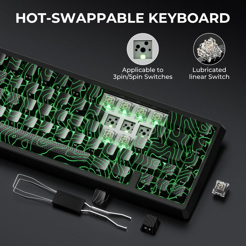 XVX M67 Jadestone Keyboard with Imd-Tech Keycaps, QMK/VIA Gasket, RGB Hot Swappable, Bluetooth