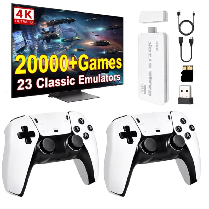 20000+ Games Wireless Retro Game Stick, Vintage Game Stick HD Output System, 2.4G Wireless Controllers, 128GB TF Card for All Ages - Console