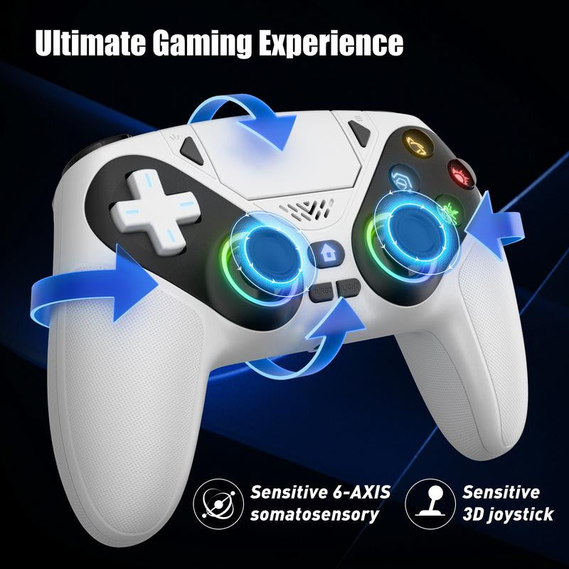 Tiktokshopblackfriday Anti-Drift Calibration Guide Christmas Gift Wireless Gaming Controller Pro for PS5 with LED RGB Light– Compatible with Playstation 5,Dual Vibration, Motion Sensing, Programmable Buttons & 1000Mah Fast-Charging Battery