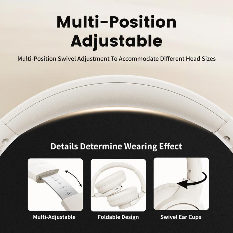 【NO Anc】Electronic Wireless Bluetooth Headphones Over-Ear, Deep Bass Hi-Fi Stereo, 65H Playtime, Foldable Lightweight Headset with Mic for Ios/Android/Pc Headset Earbud Headphonesbluetooth Black #Tiktokshopblackfriday Audio Wirelessheadphone