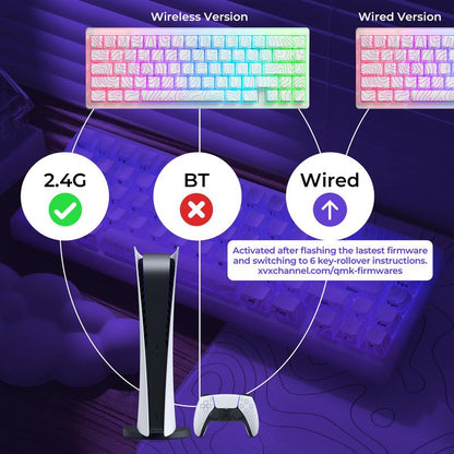 XVX M67 Jadestone Keyboard with Imd-Tech Keycaps, QMK/VIA Gasket, RGB Hot Swappable, Bluetooth