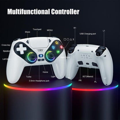 Tiktokshopblackfriday Anti-Drift Calibration Guide Christmas Gift Wireless Gaming Controller Pro for PS5 with LED RGB Light– Compatible with Playstation 5,Dual Vibration, Motion Sensing, Programmable Buttons & 1000Mah Fast-Charging Battery