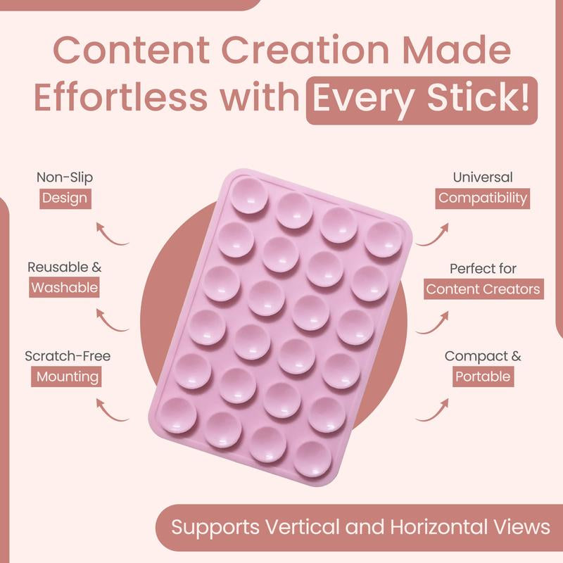 2 Pack Silicone Suction Phone Case Mount, Non Slip Sticky Phone Grip for Cellphone, Silicon Adhesive Suction Cup Phone Mount, Strong Grip Holder for Selfies & Videos