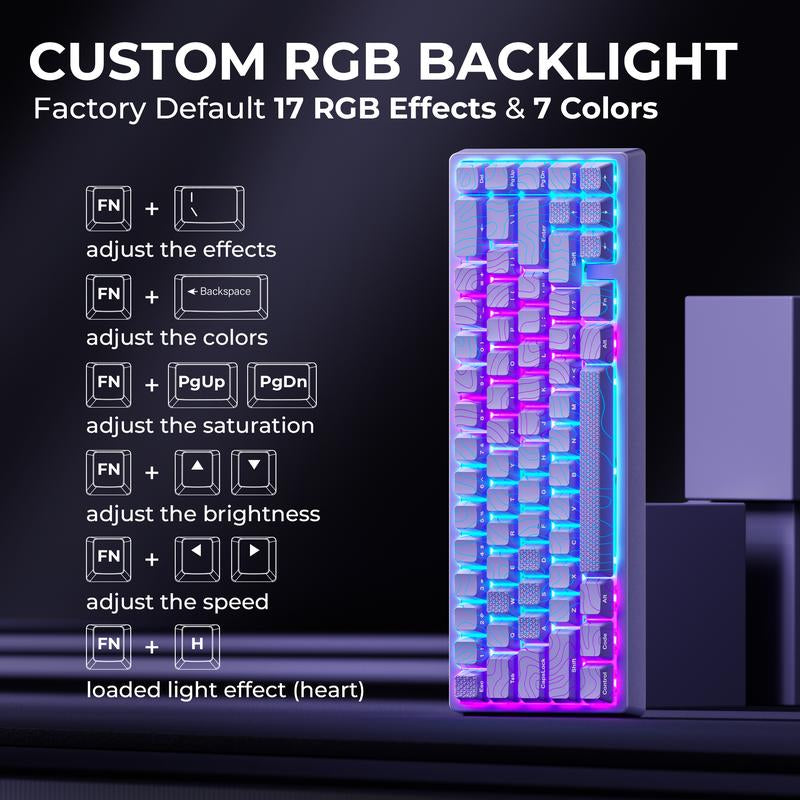 XVX M67 Jadestone Keyboard with Imd-Tech Keycaps, QMK/VIA Gasket, RGB Hot Swappable, Bluetooth