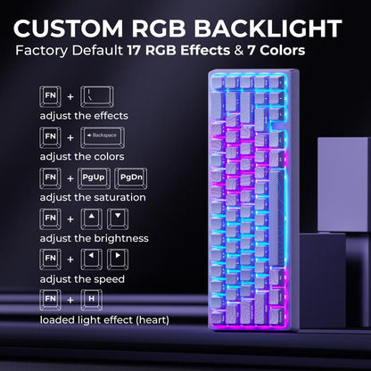 XVX M67 Jadestone Keyboard with Imd-Tech Keycaps, QMK/VIA Gasket, RGB Hot Swappable, Bluetooth